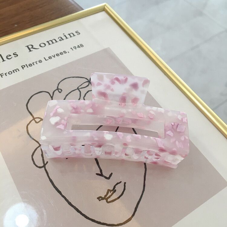 Elegant Handmade Korean Style Acrylic Geometric Hair Clip for Women - 7.4cm Catch Clip