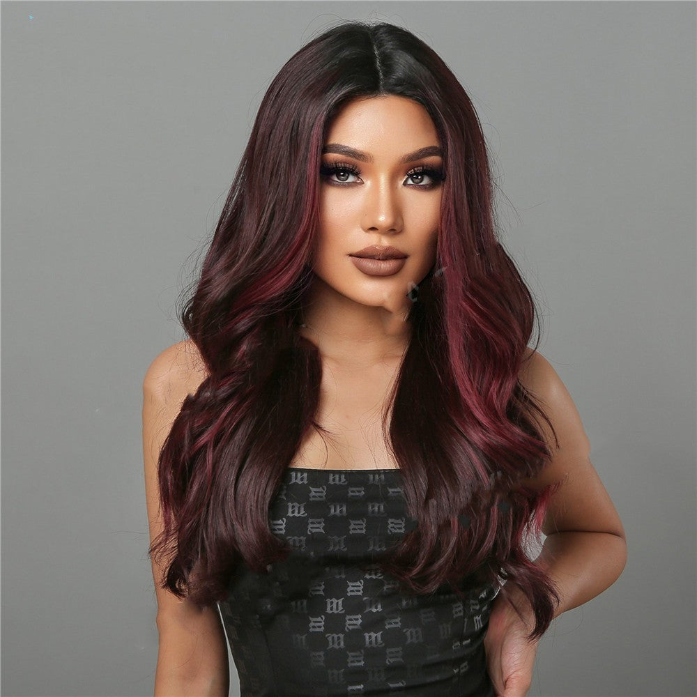 Chic Reddish Brown Middle Long Curly Wig - Star Fashion High Temperature Silk