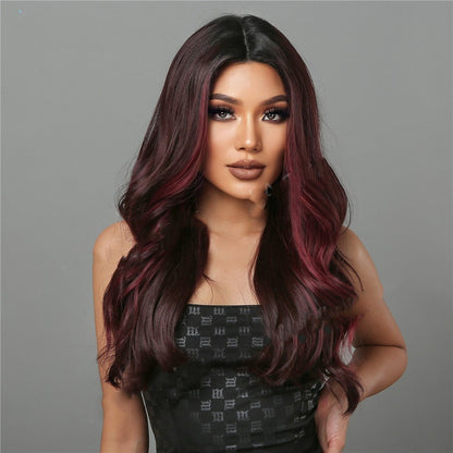 Chic Reddish Brown Middle Long Curly Wig - Star Fashion High Temperature Silk