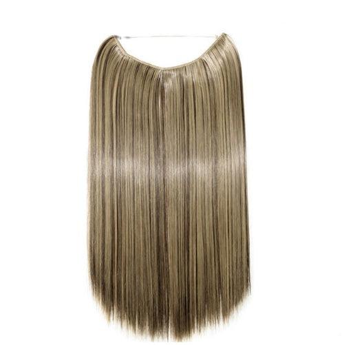 S-noilite 20-Inch Invisible Wire No Clips Hair Extensions – Silky Straight Synthetic Fish Line Hairpieces