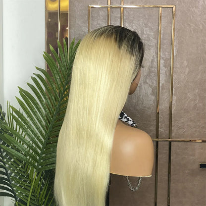 Hair Straight Human Hair Wig 1b/613 Ombre Blonde 13x4 Lace Frontal Wig
