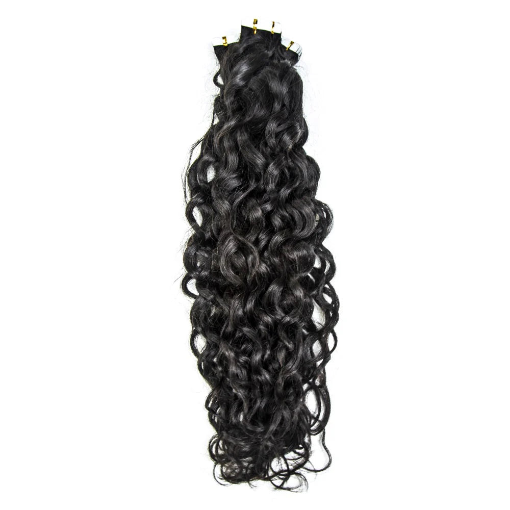 Hair Unprocessed Raw Virgin Tape ins Indian Water Wave Tape In Hair Extensions 100% Human Hair