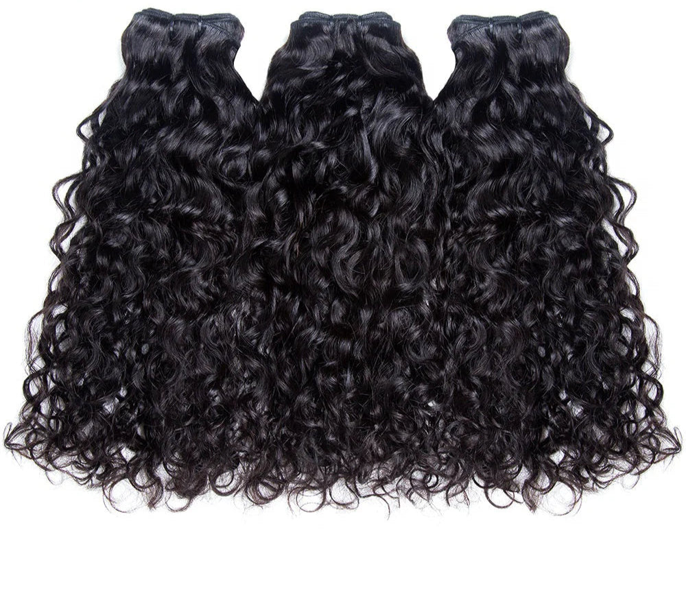 Hair 9A/10A/12A Water Wave 3 Bundles with 13x6 Frontal with Preplucked Hairline