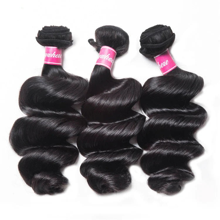 Hair Loose Wave Hair Human Hair 3 Bundles With 4x4 Lace Closure
