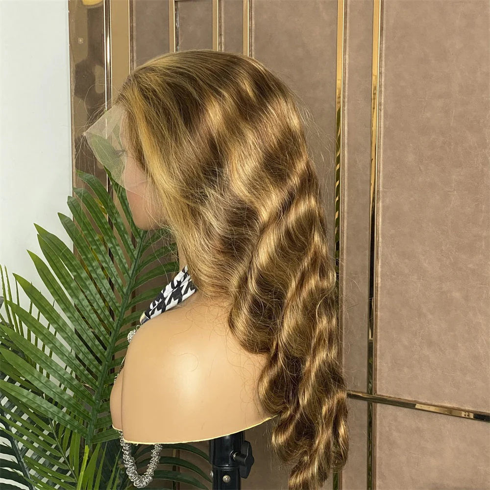 Hair Honey Blonde 4/27 Highlight Wig 13x4 Lace Front Wig Body Wave Human Hair Lace Wigs