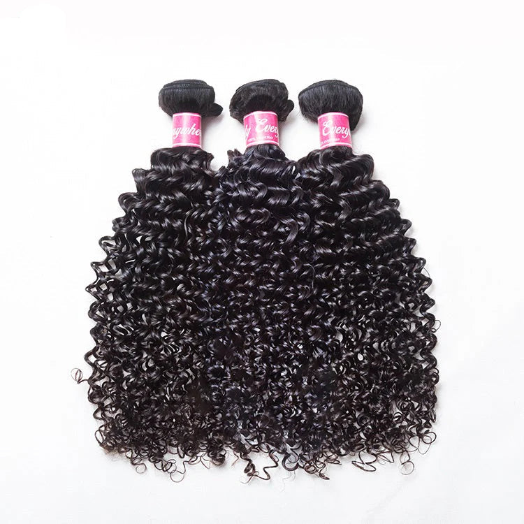 Hair Curly Hair 100% Human Hair 3 Bundles With 4x4 Lace Closure