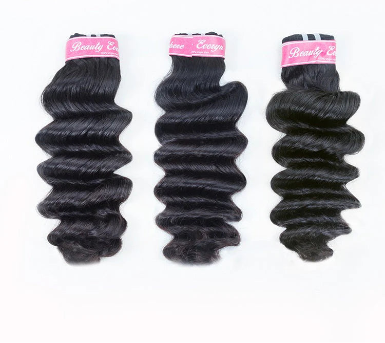 Hair 9A/10A/12A Loose Deep 3 Bundles with 13x6 Frontal