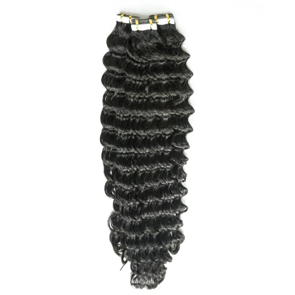 Hair Virgin Human Hair Deep Wave Tape in Hair Extension Unprocessed Hair Deep Wave Tape ins