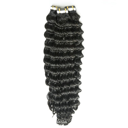 Hair Virgin Human Hair Deep Wave Tape in Hair Extension Unprocessed Hair Deep Wave Tape ins