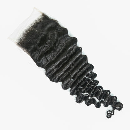Hair 5x5 Transparent Lace Cloure Deep Wave Natural Black