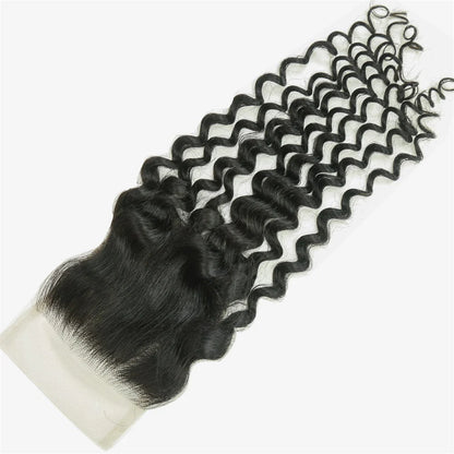 Hair 4x4 Transparent Lace Cloure Deep Wave Natural Black