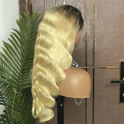 Hair Ombre Blonde Body Wave 1b/613 Lace Front Wig Pre-plucked 13x4 Lace Body Wave Human Hair Wig