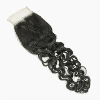 Hair 4x4 Transparent Lace Cloure Water Wave Free Part 100% Human Hair