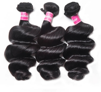 Hair 9A/10A/12A Loose Wave 3 Bundles with 13x6 Frontal with Preplucked Hairline