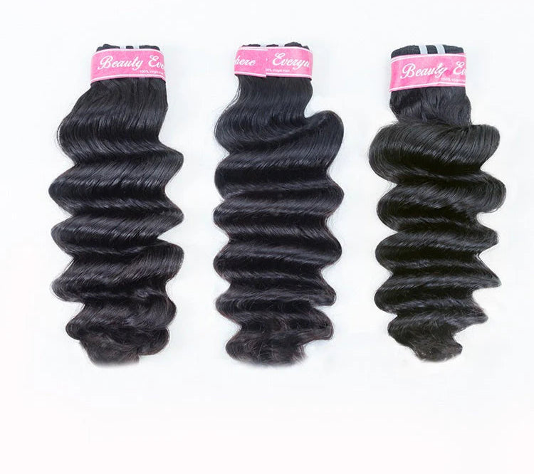 Hair 9A/10A/12A Loose Deep Human Hair 3 Bundles with 13x4 Lace Frontal