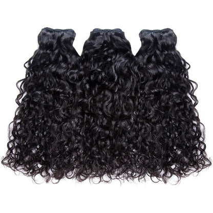 Hair Water Wave Bundles with 4x4 Lace Closure Indian Human Hair Free Part