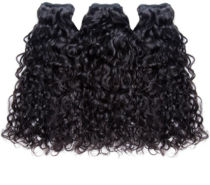 Hair 9A/10A/12A Water Wave Human Hair 3 Bundles with 13x4 Lace Frontal