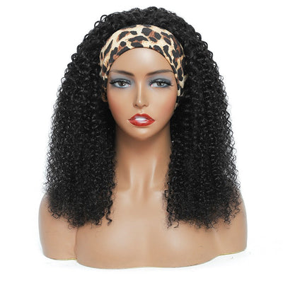 Beumax Kinky Curly Brazilian Remy Human Hair Wig - Natural Black, 8-30", 180%-200% Density