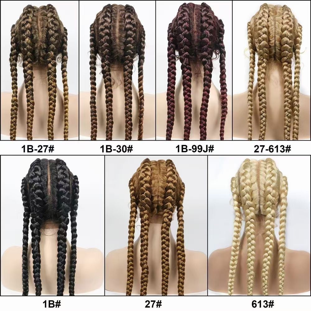 Front Lace Four Braid Synthetic Fiber Wig | High-Temperature Silk | Available in Multiple Colors | Full Hand Weaving