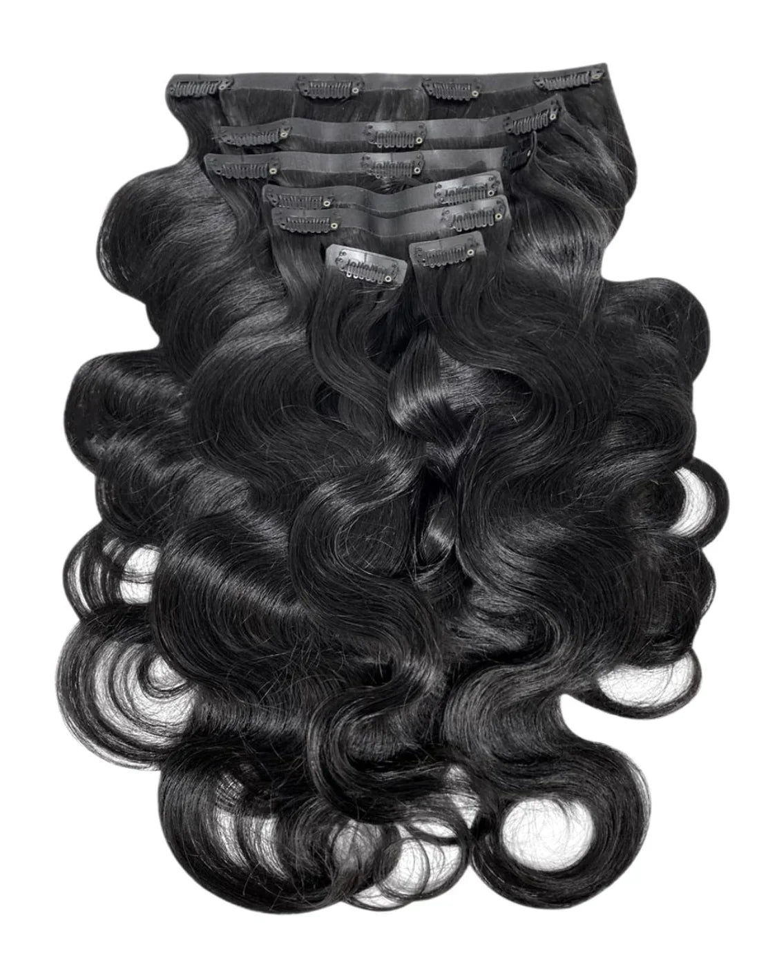 Hair Seamless Clip in Hair Extensions 100g Silicone Weft body Wave Black Hair