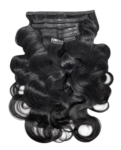Hair Seamless Clip in Hair Extensions 100g Silicone Weft body Wave Black Hair