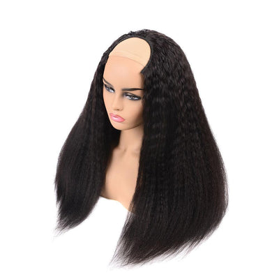 BeuMax Kinky Straight Brazilian Remy Wig – 10A Grade Human Hair, Natural Black