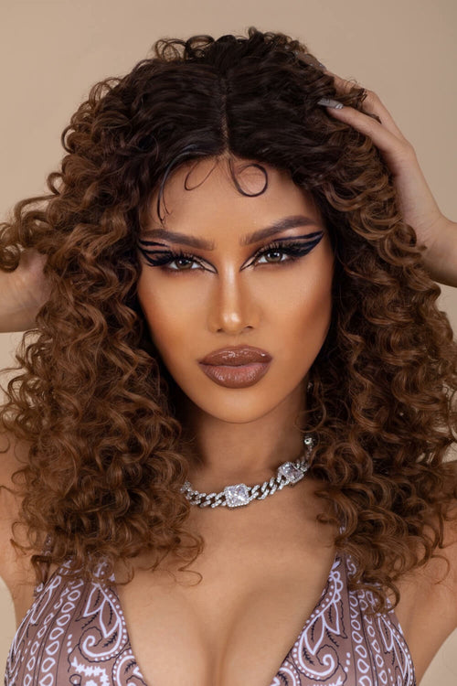22-Inch Heat-Safe Synthetic Curly Lace Front Wig – 150 Density, Includes Cap