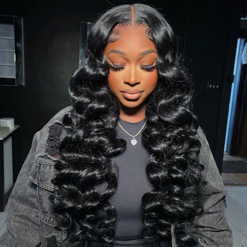 Natural Black Heavy Density Loose Wave 4x4/5x5/6x6 HD Lace Closure Wig Human Hair Wig