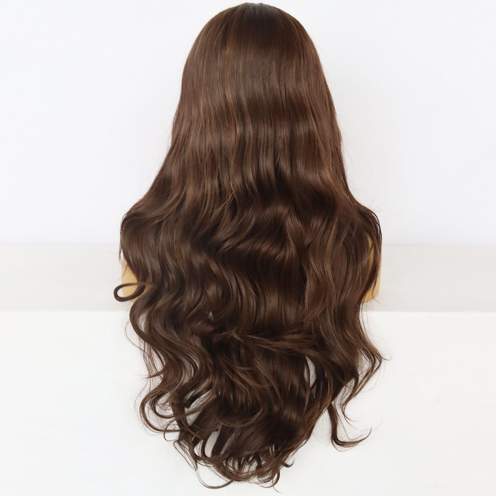26-Inch Brown Curly Wig – 180 Density Matte High-Temperature Silk, Front Lace Mesh, Half Hand-Woven, European & American Style