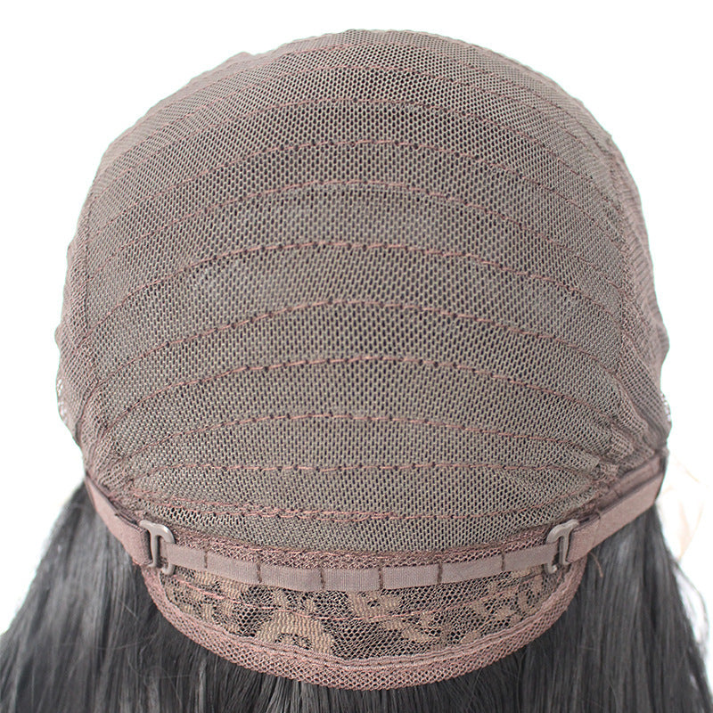 26-Inch Brown Curly Wig – 180 Density Matte High-Temperature Silk, Front Lace Mesh, Half Hand-Woven, European & American Style