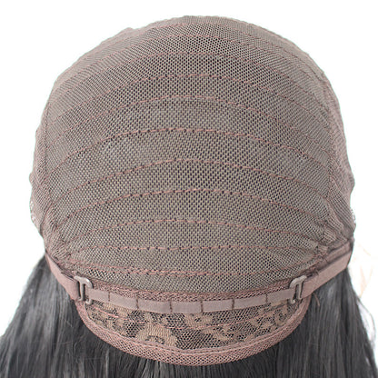 26-Inch Brown Curly Wig – 180 Density Matte High-Temperature Silk, Front Lace Mesh, Half Hand-Woven, European & American Style