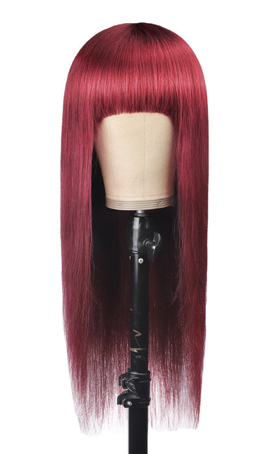 Elegant Real Hair Qi Liuhai Straight Wig | Simplistic Design for All Faces