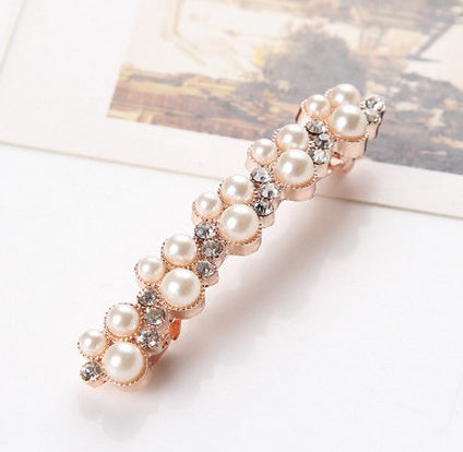 Elegant South Korea Imported Pearl & Rhinestone Hair Clip – Chic Spring Side & Tail Clip for Girls