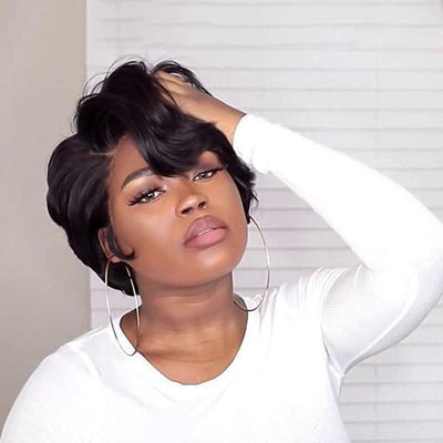 Elegant Short Bob Lace Frontal Wig for Black Women – Black Human Hair