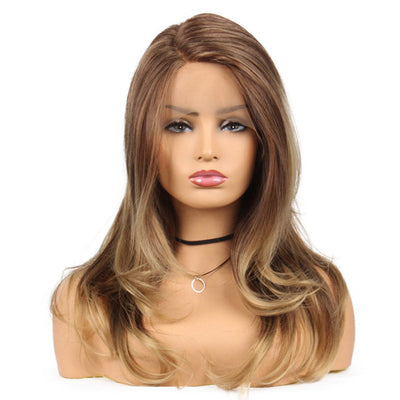 European and American Lace Wig with Oblique Bangs – High-Temperature Silk