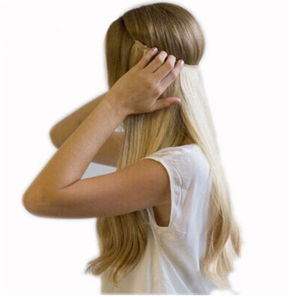 S-noilite 20-Inch Invisible Wire No Clips Hair Extensions – Silky Straight Synthetic Fish Line Hairpieces