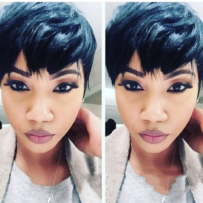 Sleek Pixie Cut Short Black Wig | Modern Female Headgear with Versatile Styling