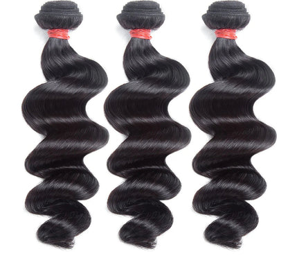 Hair 9A/10A/12A Loose Wave 3 Bundles with 13x6 Frontal with Preplucked Hairline