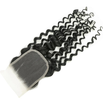 Hair 4x4 Transparent Lace Cloure Deep Wave Natural Black