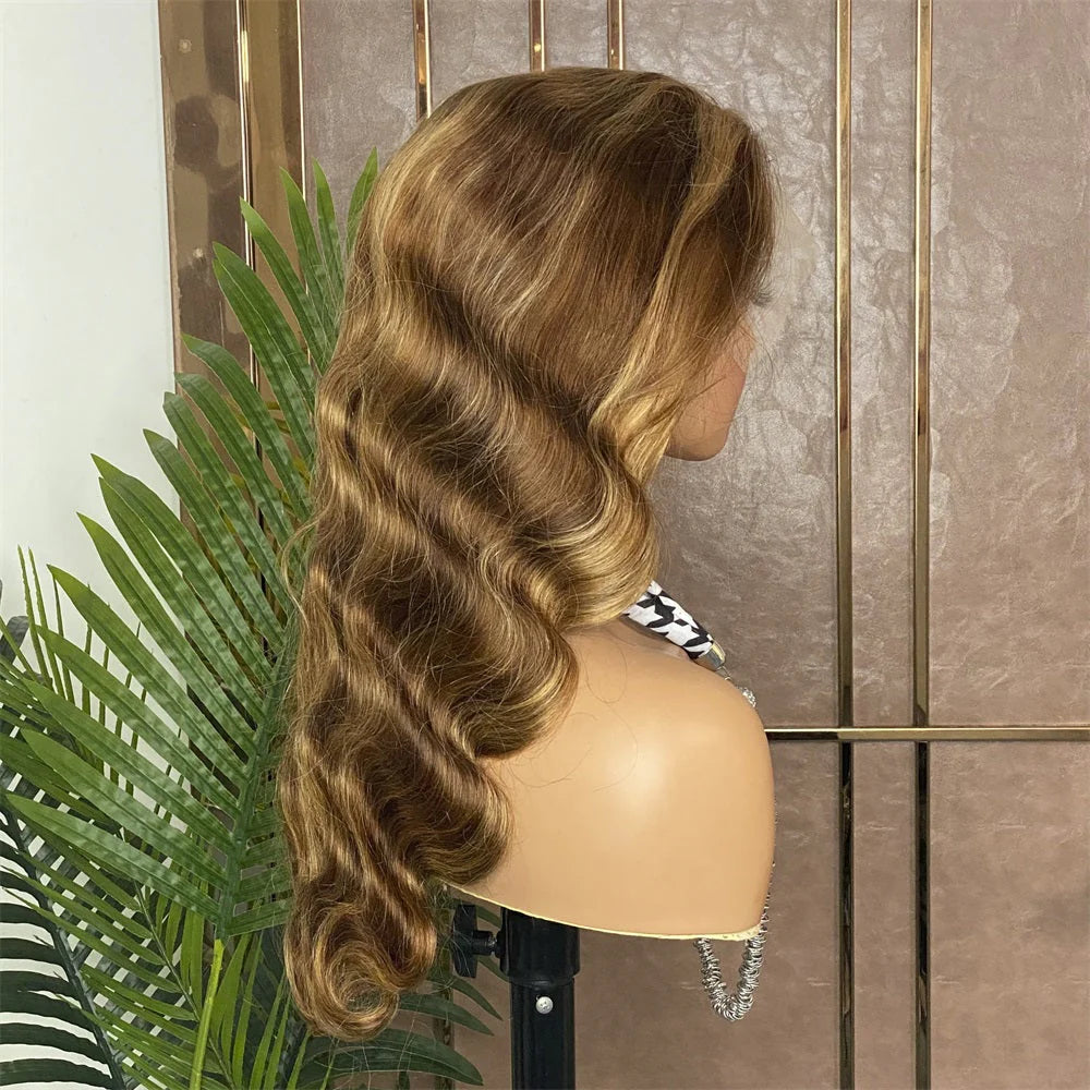 Hair Honey Blonde 4/27 Highlight Wig 13x4 Lace Front Wig Body Wave Human Hair Lace Wigs