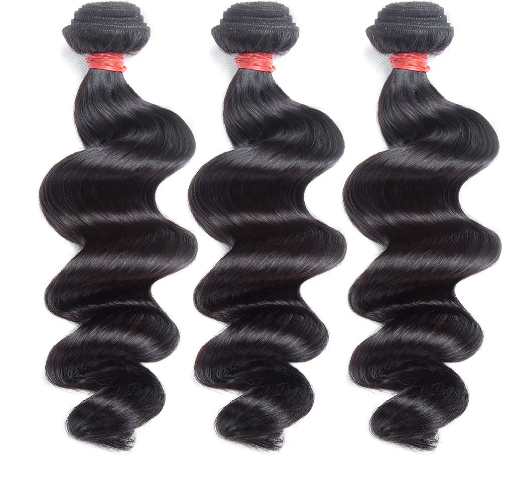 Hair 9A/10A/12A Loose Wave Human Hair 3 Bundles with 13x4 Lace Frontal
