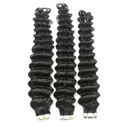 Hair Virgin Human Hair Deep Wave Tape in Hair Extension Unprocessed Hair Deep Wave Tape ins