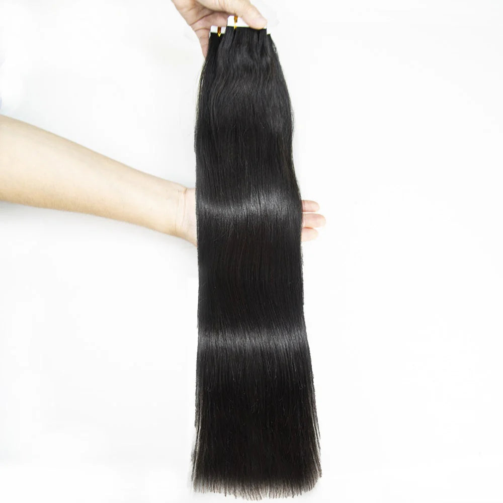 Hair Tape In Hair Extensions 100% Mink Virgin Straight Human Hair Tape Ins Hair Extensions