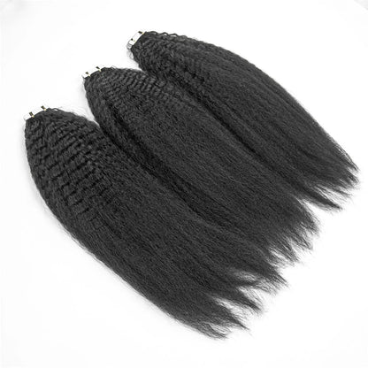 Hair Cuticle Aligned Unprocessed Virgin hair Kinky Straight Tape Hair Extension Tape Ins