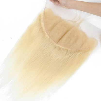 Hair #613 Blonde Straight 13x6 HD Frontal With 3 Bundles Human Hair
