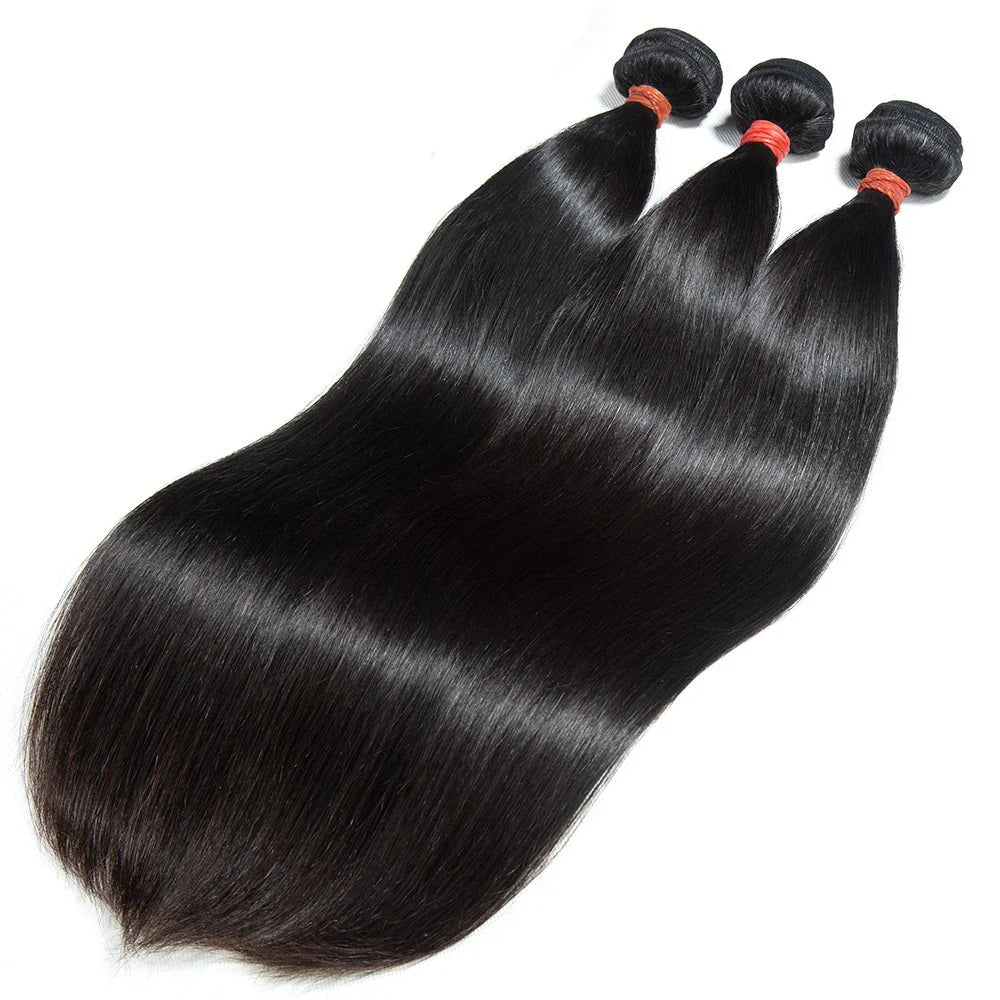Hair 9A/10A12A Straight Silky Straight Full 3 Human Hair Bundles With with 6x6 HD Closure