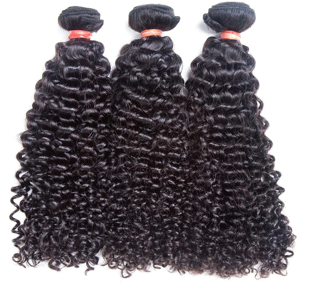 Hair 9A/10A/12A Curly Human Hair 3 Bundles with 13x4 Lace Frontal