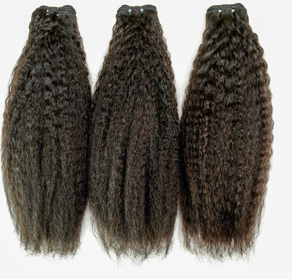 Hair 9A/10A12A Kinky Straight Human Hair Bundles with 5x5 Closure