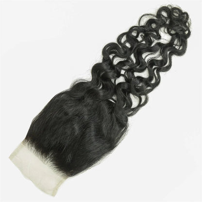 Hair 4x4 Transparent Lace Cloure Water Wave Free Part 100% Human Hair