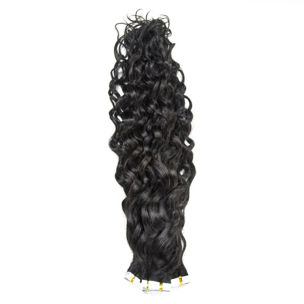 Hair Unprocessed Raw Virgin Tape ins Indian Water Wave Tape In Hair Extensions 100% Human Hair